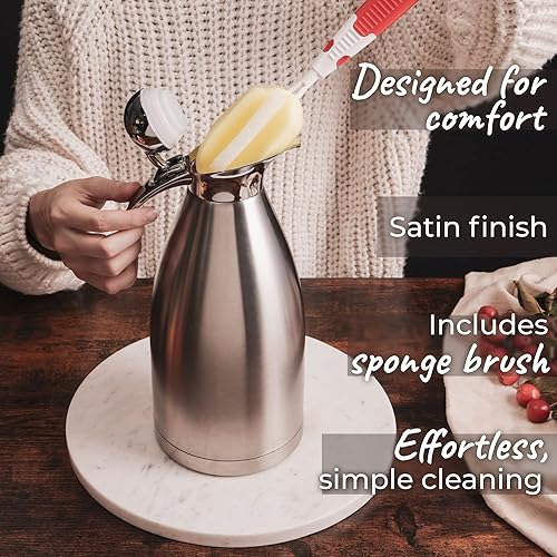 Thermal Coffee Carafe by PYKAL, Insulated Stainless Steel, 68Oz/2