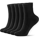 FITRELL Women's Crew Socks Ankle Athletic Cushioned Running Thick Casual Socks for Women and Men 5-6 Pairs