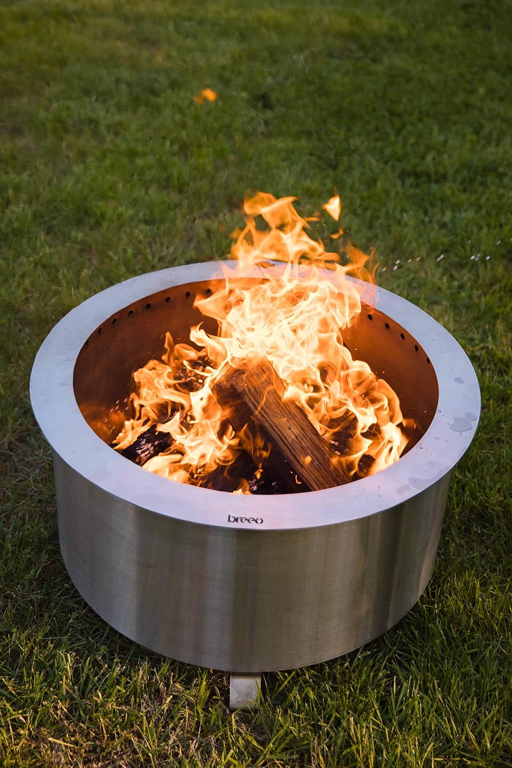 zentro smokeless fire pit on Stainless Steel No Propane Or Gas Required Made In America 24 Inch Campfire Breeo Double Flame