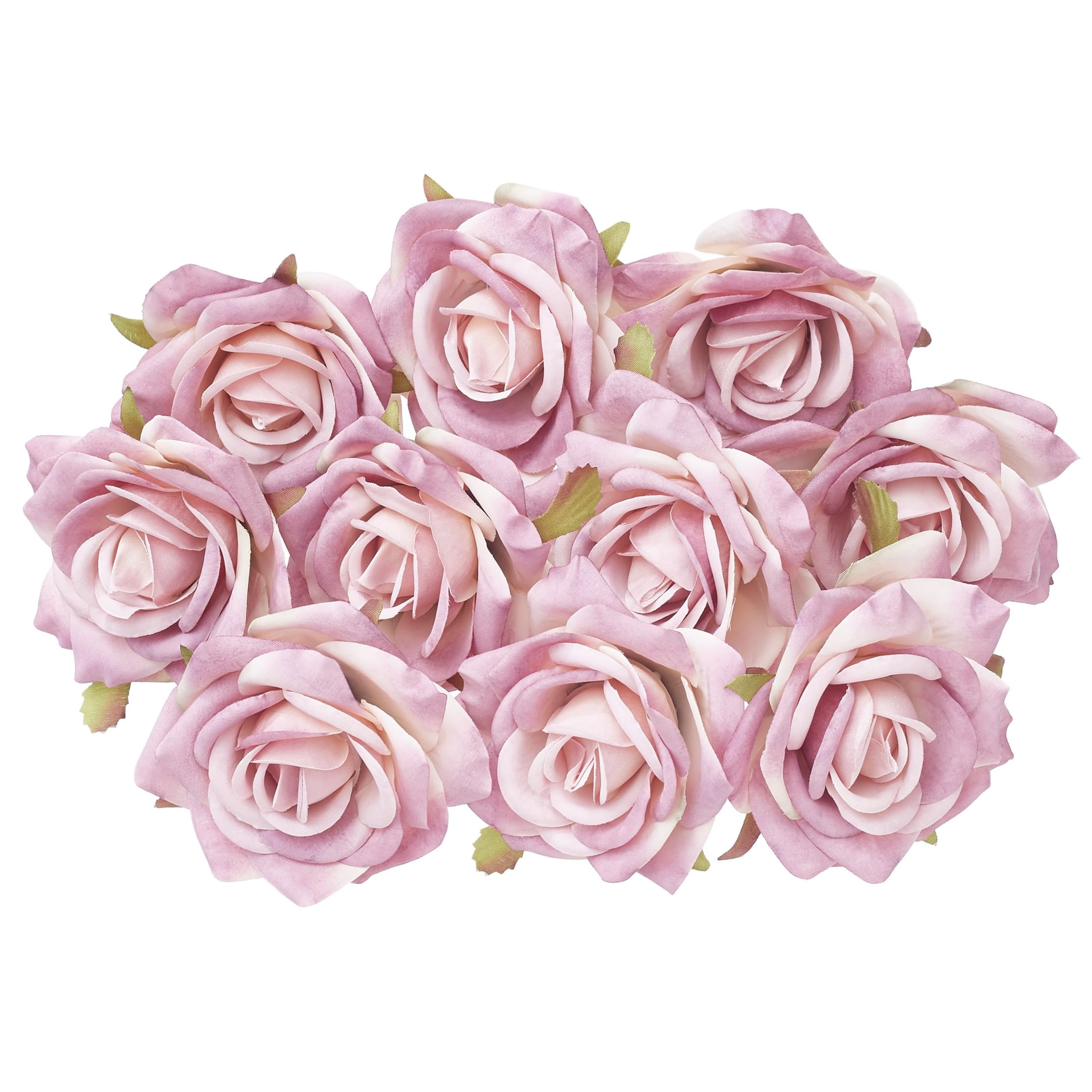 The Baked Studio - 10 Pieces Artificial Flower Silk Rose Head Realistic Flowers for DIY Wreath Craft Cake Living Room Home Wedding Accessories and Decoration (Pink)