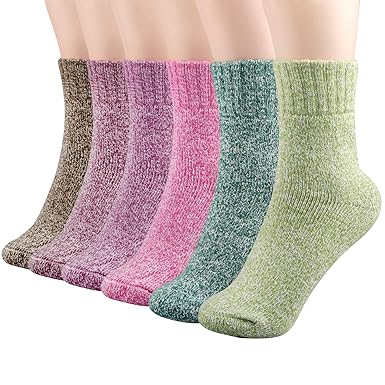 Philonext 6 Stück Winter Socken, Super Dicke Weiche Strickwolle Warme Winter Crew Socken, Casual Winter Vintage Kalten Wolle 