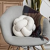 SAMIAH LUXE Cream White Knot Pillow Ball 12" for Home Decor Living Room, Teddy Boucle Knotted Decorative Pillows for Couch, Knot Throw Pillows for Living Room Decor, Sensory Knotted Circle Pillow