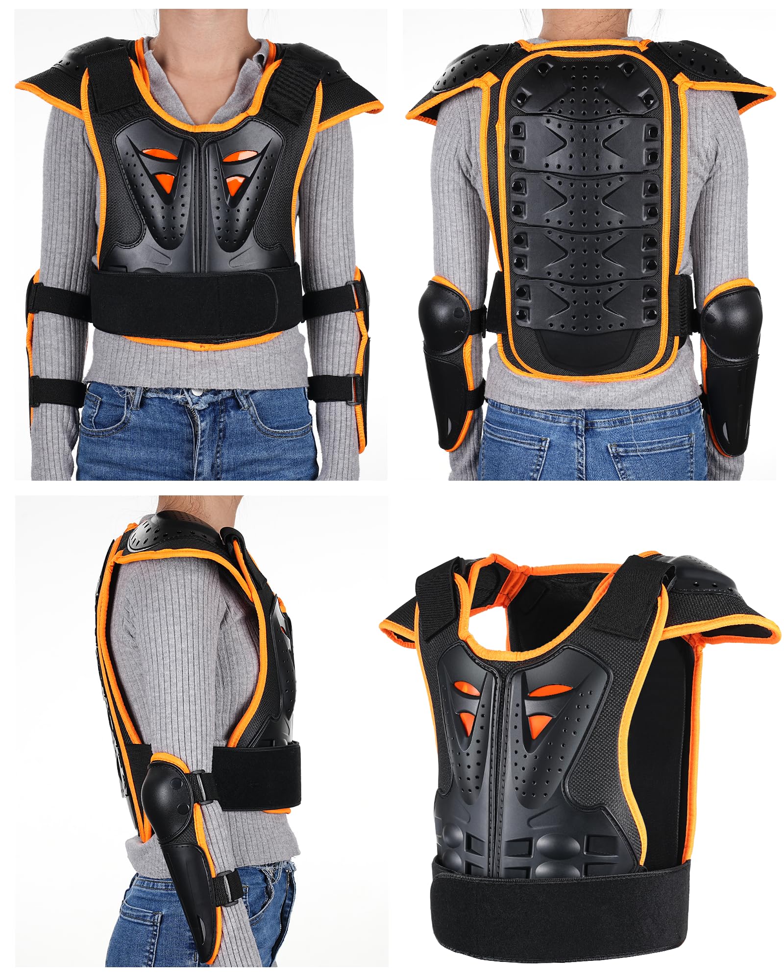 Youth Dirt Bike Gear, JUSTDOLIFE 5 PCS Motorcycle Armbor Protection Jacket, Kids Motorcycle Armor with Knee Pads Elbow Pads Chest Protector Racing for Outdoor Sports