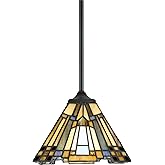 Quoizel TFIK1508VA Inglenook Tiffany Style Classic Geometric Handcrafted Mini Pendant Lighting, 1-Light 100 Watt, 7" H x 8" W