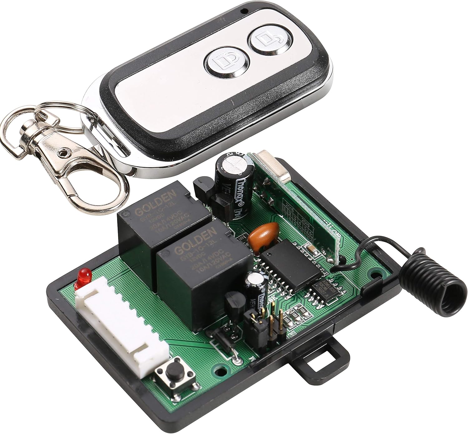 thumbnail image 2 of UHPPOTE 433MHz Wireless Remote Control Relay Switch - 2 Channel AC/DC 12-24V Learning Encoding 2 of 13