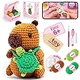 Mewaii Crochet Kit for Beginners Level 1 with 40% Extra Pre-Started Easy Yarn, Step-by-Step Video Tutorials for Adults and Kids (Capybara)