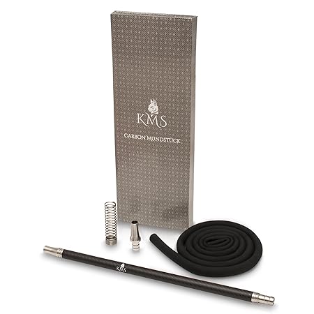 KMS Shisha Schlauch Set - All-in-One Set inklusive Mundstück, Knickschutzfeder & Edelstahl Endstück - Universal passender Shi