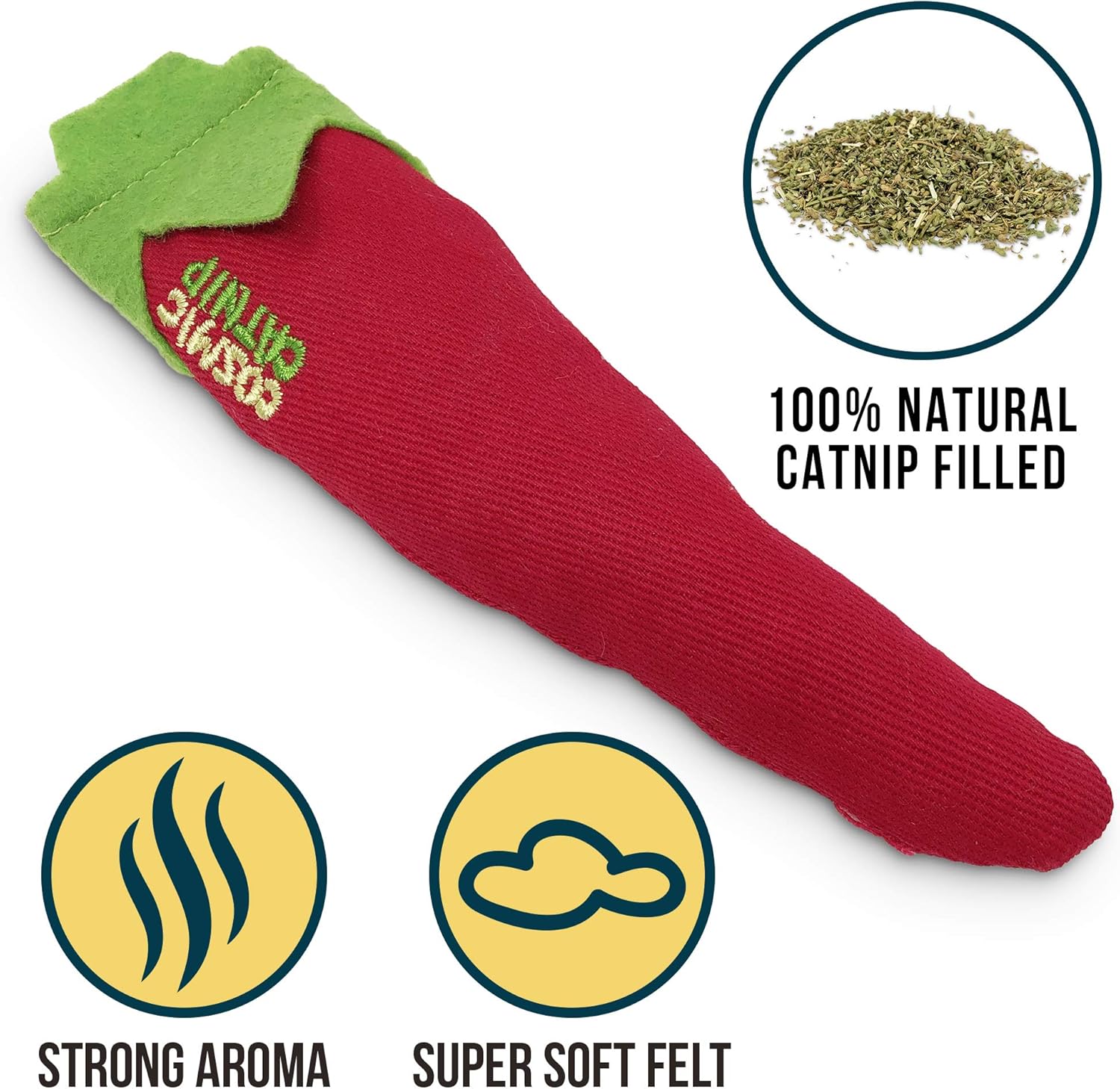 Cosmic OurPets 100-Percent North American Catnip Filled Chili Cat Toy-Hot Stuff (Interactive Cat Toy, Catnip Toys for Cats, Cat Chew Toy, Catnip Toys) : Cosmic : Pet Supplies