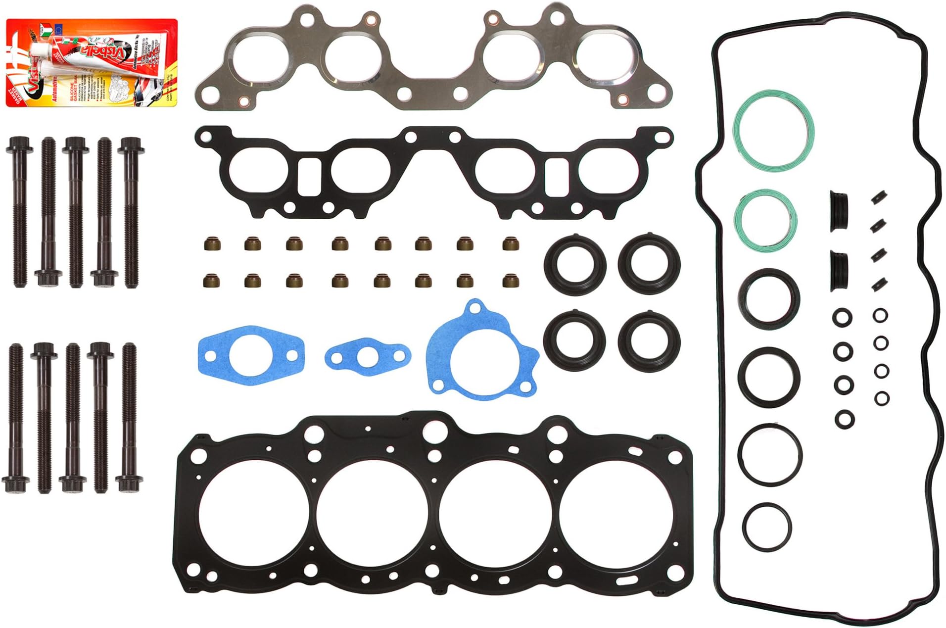 Compatible With 96-00 Toyota Camry Celica Solara 2.2 5SFE MLS Head Gasket Set Head Bolts