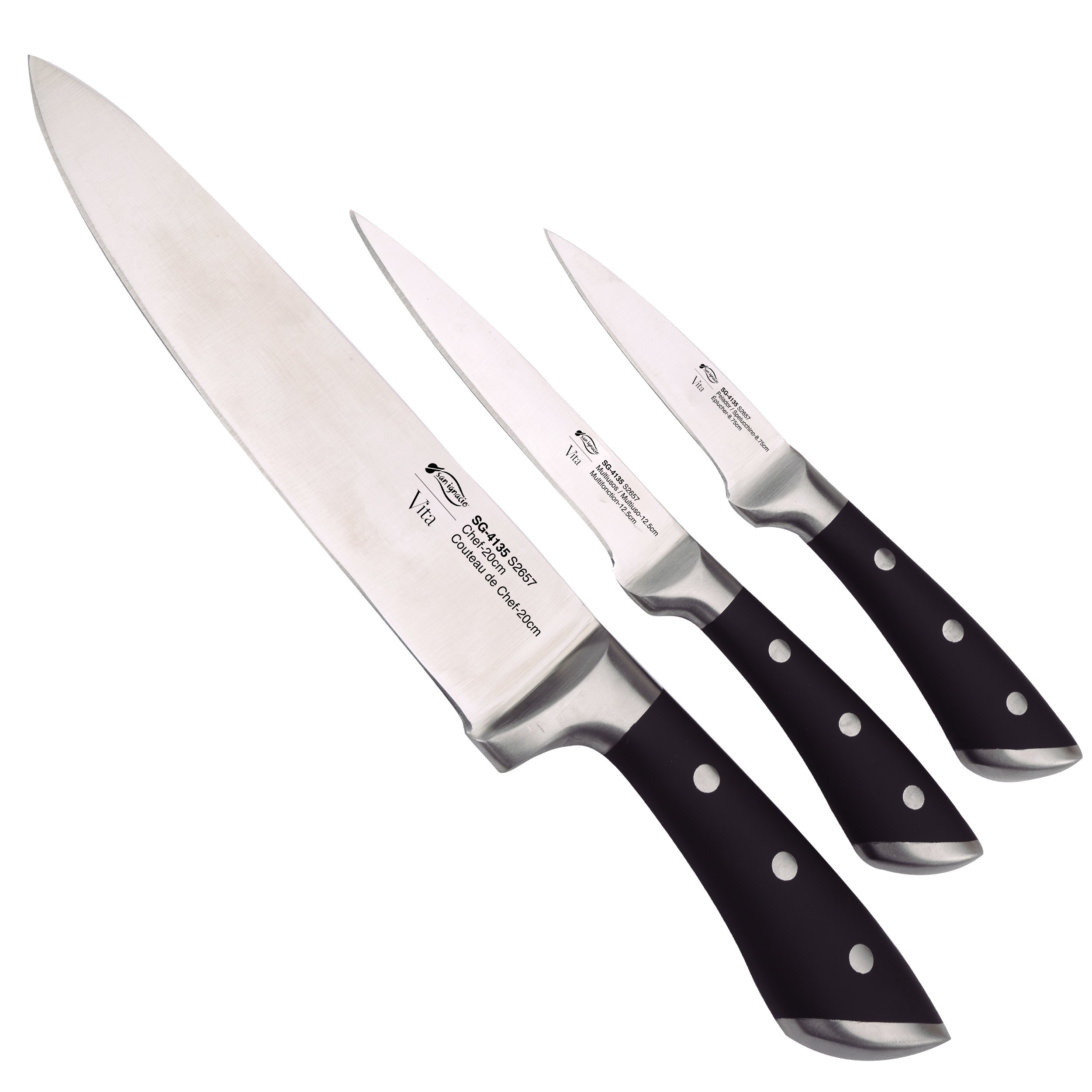 Bergner BGIC-4570 Infinity Chefs Vita 3-Piece Knife Set | Includes Chef Knife, Utility Knife and Paring Knife | Stainless Steel | Professional and Ergonomic Design