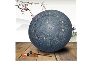 Ebusin Steel Tongue Drum, 12-Inch 13-Note Steel Drum Instrument (Navy Blue), Including Drum Bag, 2 Steel Tongue Drum Test Mallets, Steel Tongue Drum Sheet, Finger Plectrums and Tone Marker Stickers