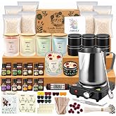 FAIRYELF Soy Candle Making Kit for Adults & Hot Plate, DIY Starter Supplies | Includes Glass Jars, Tins, Scents, Soy Wax, 3D Decorative Flowers & Color Dyes, Aromatherapy Craft for Home Decor & Gifting