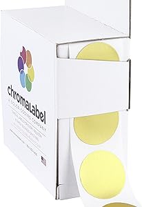 ChromaLabel 1 Inch Round Permanent Color-Code Dot Stickers, 1000 per Dispenser Box, Metallic Gold