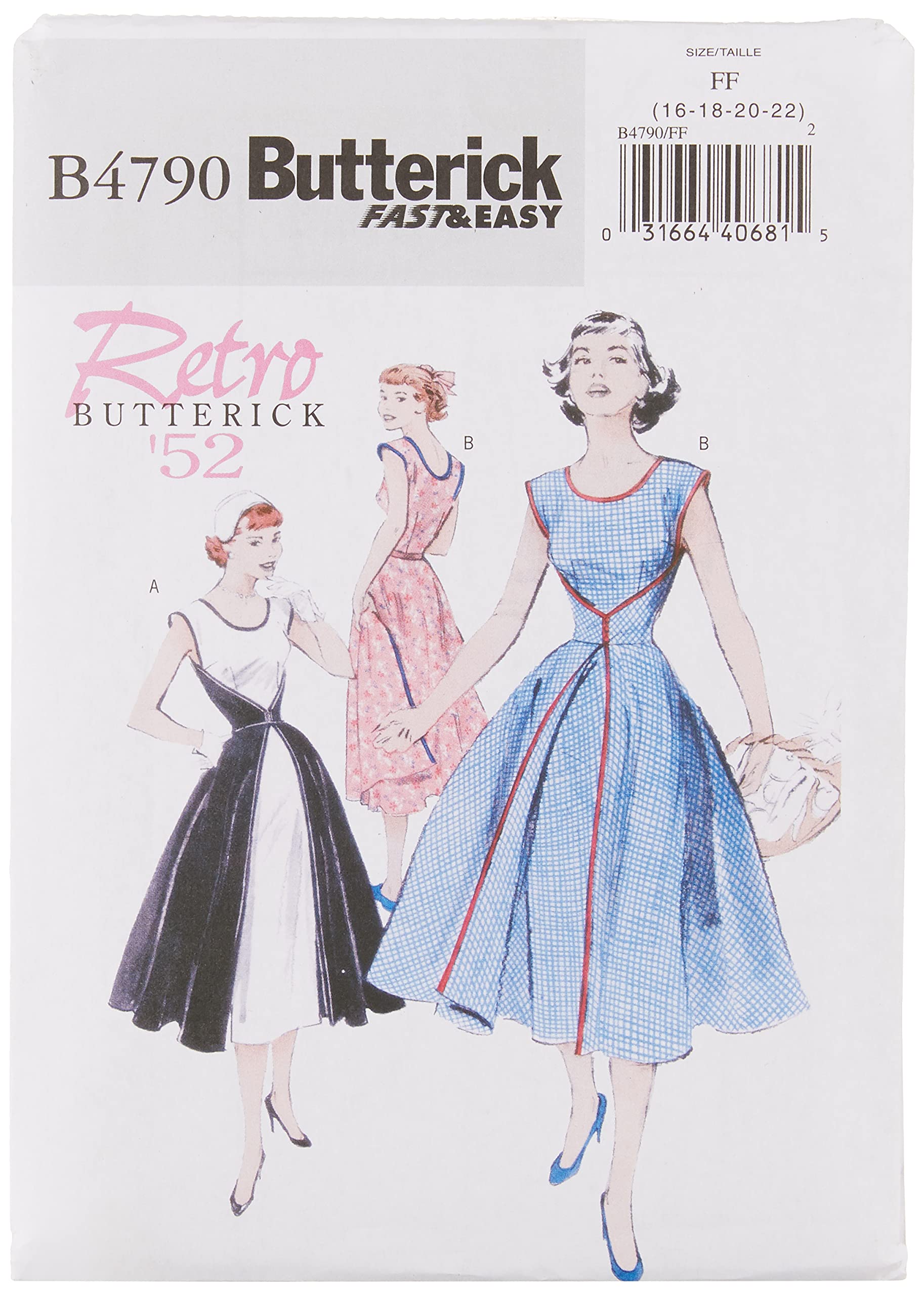 BUTTERICK PATTERNS B4790 Misses' Wrap Dress, Size FF (16-18-20-22),Blue