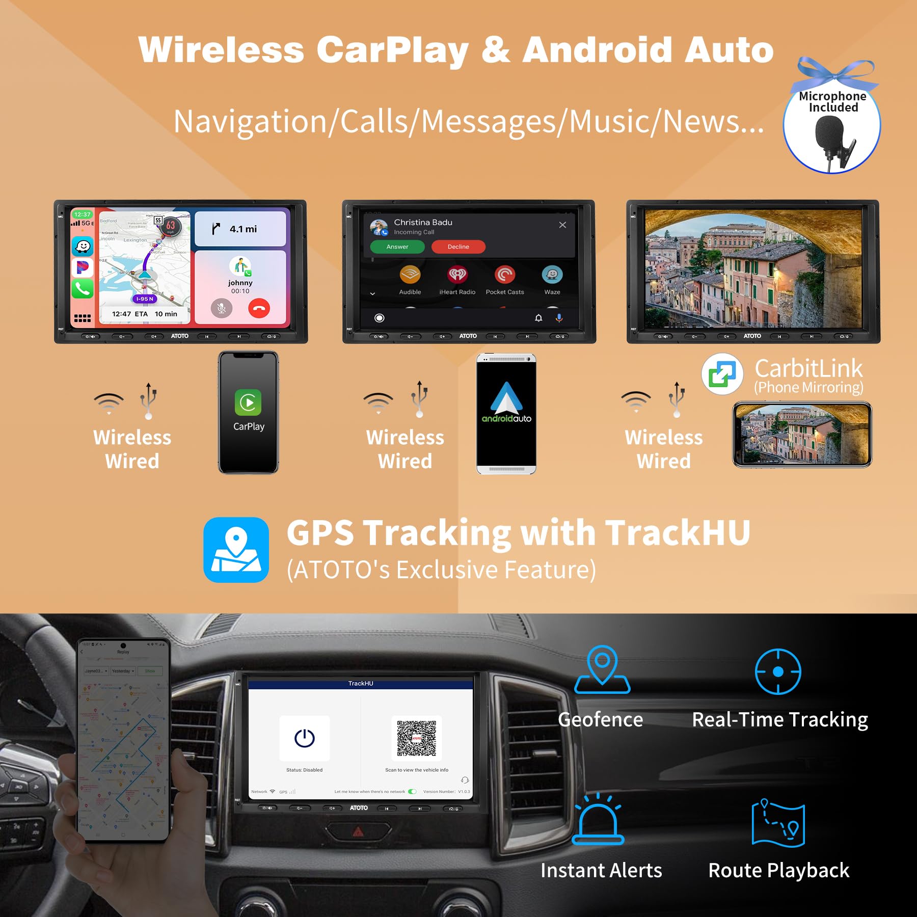 ATOTO S8 8-Core 7inch Android Double Din Car Stereo Receivers, Wireless CarPlay & Android Auto, Built-in 4G, WiFi/BT/USB Tethering, Dual Bluetooth, 4G+32G, HD LRV&SCVC, DSP, ChatGPT AI, S8G2A74MS