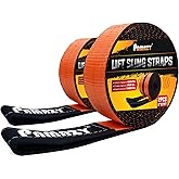 2 Pack 2”x7FT Super Sturdy Lift Sling Strap, 18800 Pound Capacity Heavy Duty Eye-Eye Nylon for Hoist, 2-Ply Twist Polyester Rigging, Tree Saver Recovery Web Sling Winch