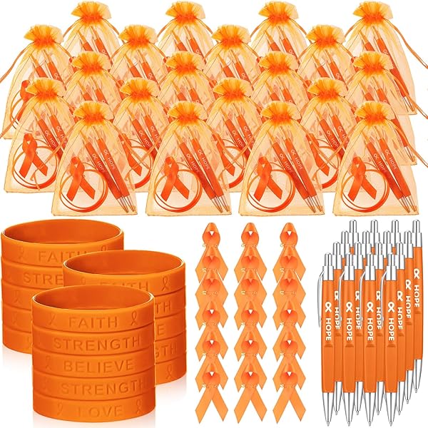 Orange Ribbon Bracelets 30 Pack - Adjustable Leukemia & Kidney Cancer Awareness Wristbands