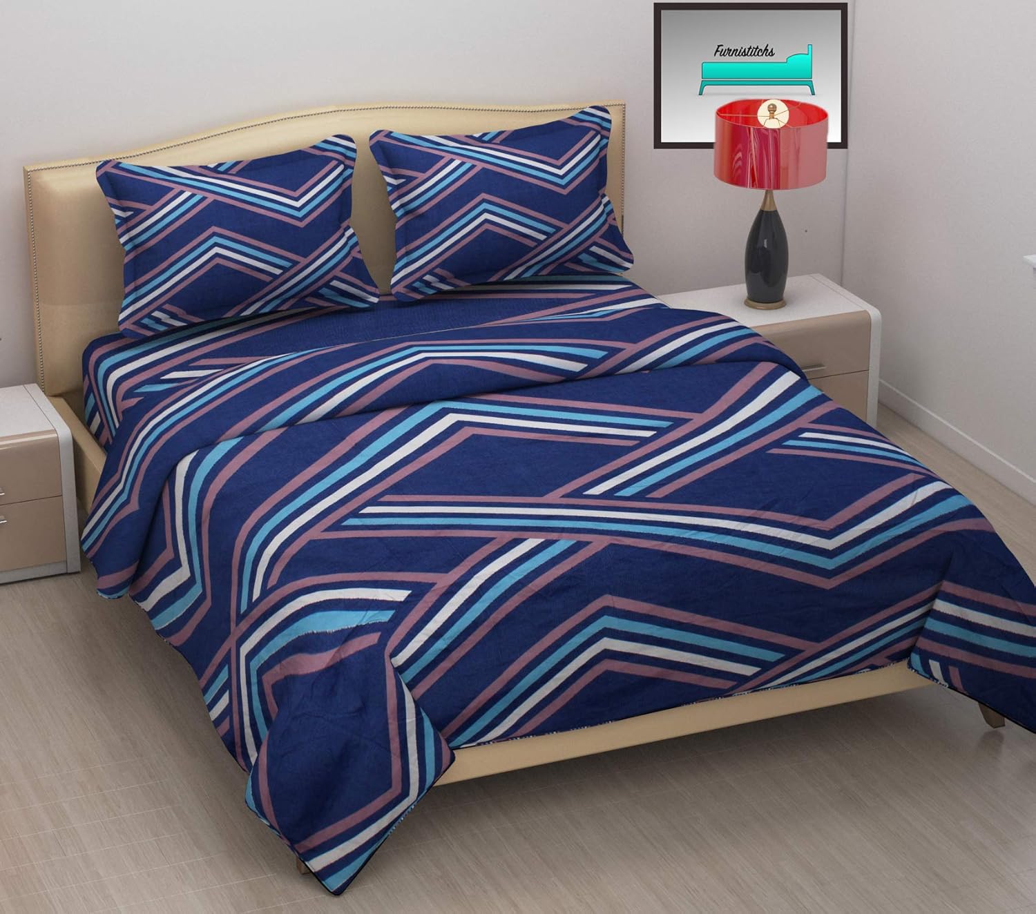 Furnistitchs Microfiber Double Bedsheet with 2 Pillow Covers Cotton