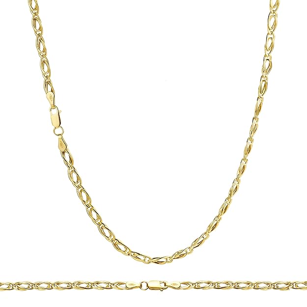 14 Karat 585 Gold Tigeraugen Pfauenauge Unisex Gelbgold Kette - Breite 3.50 mm