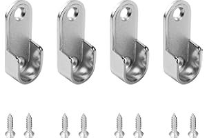 Mcredy Closet Rod Bracket Zinc Alloy Oval Hanging Rail Rod Holder End Bracket Support for Wardrobe Closet, Silver 4-Packs