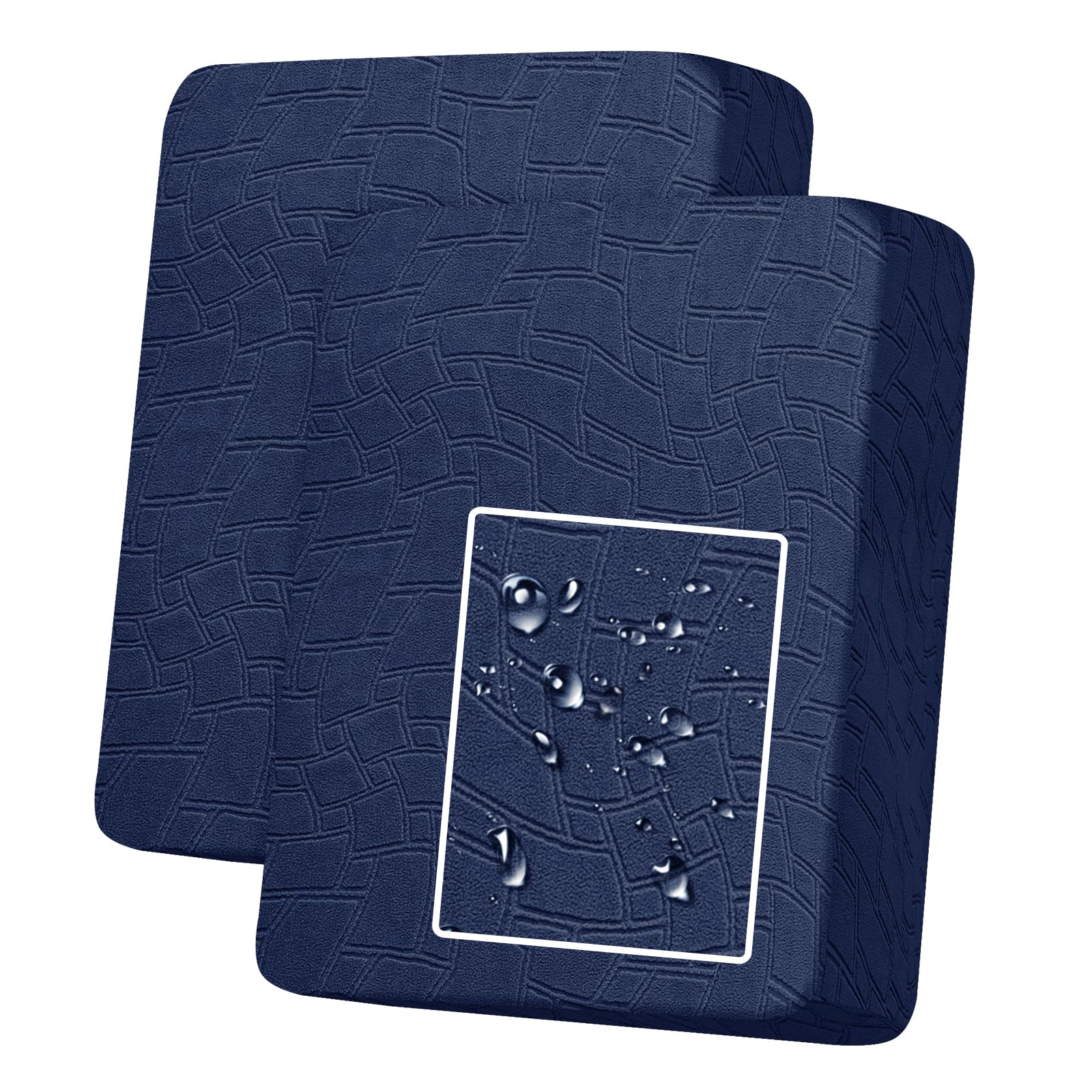 MAXIJIN Waterproof Sofa Seat Cushion Cover Jacquard Sofa Seat Cover Non-Slip Couch Seat Slipcover Protector Replacement for Individual Cushion with Elastic Bottom (Navy Blue, 1 Seater*2)