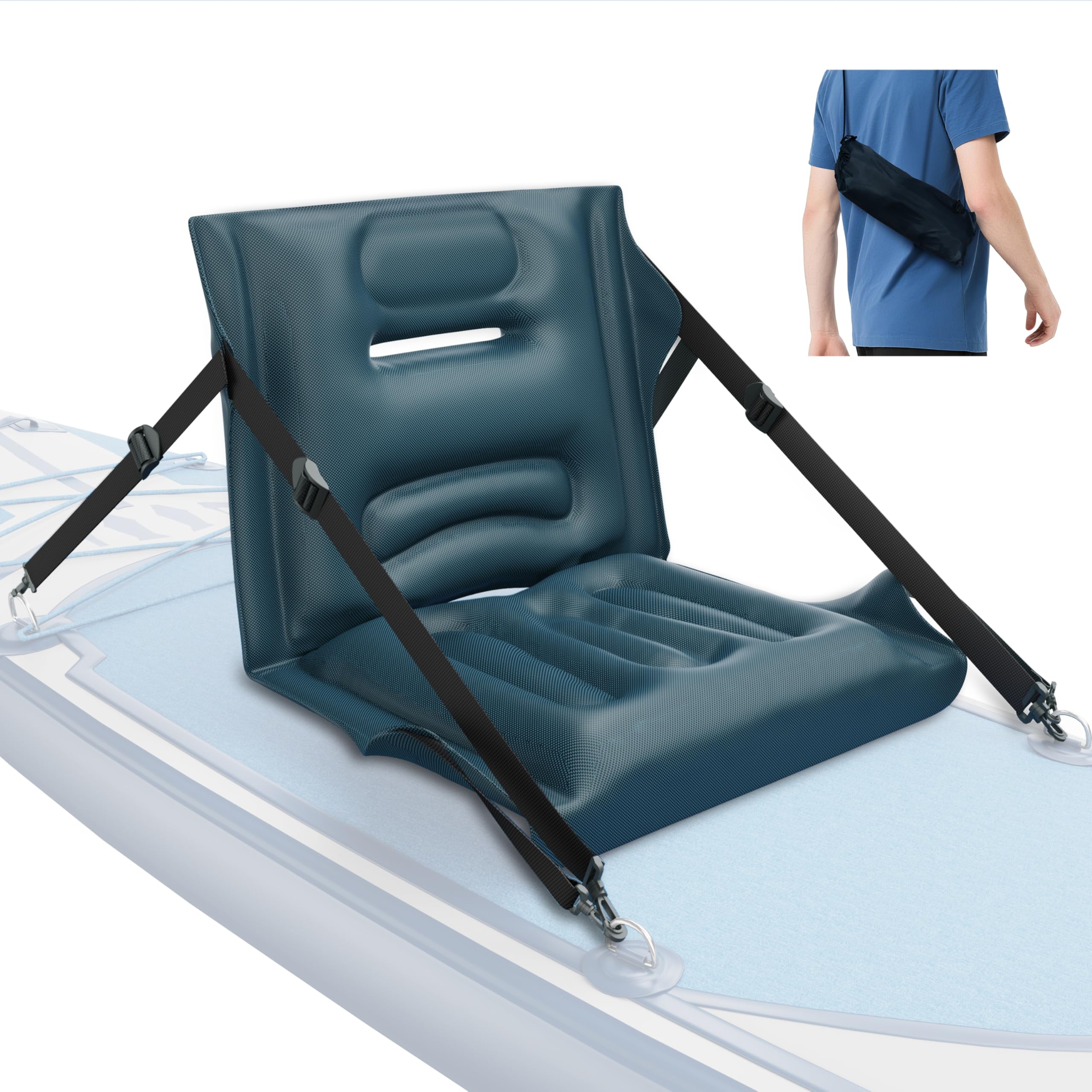 Photo 1 of cuarko Inflatable Paddle Board Seat with Back Support [Lightweight, Anti-Slip] Sit-on-Top Kayak Accessories, Universal Boat Seats Cushion Fit for Canoe/SUP/Fishing Boat with Storage Bag, Built-in Pump