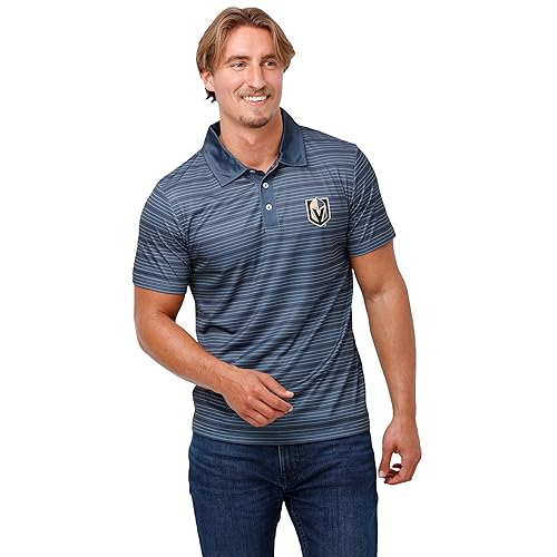 FOCO Men's Standard NHL Logo Polo Short Sleeve Polyester Shirt, Team Color