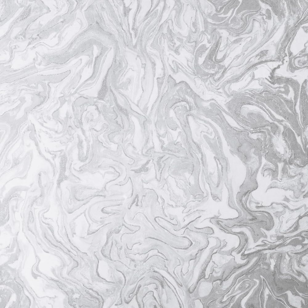 Arthouse Liquid Marble Grey Wallpaper with Metallic Glitter 10.05m Roll
