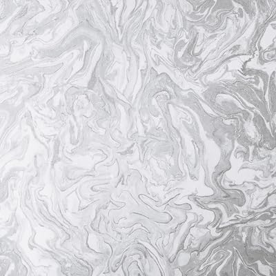 Arthouse Liquid Marble Grey Wallpaper with Metallic Glitter 10.05m Roll