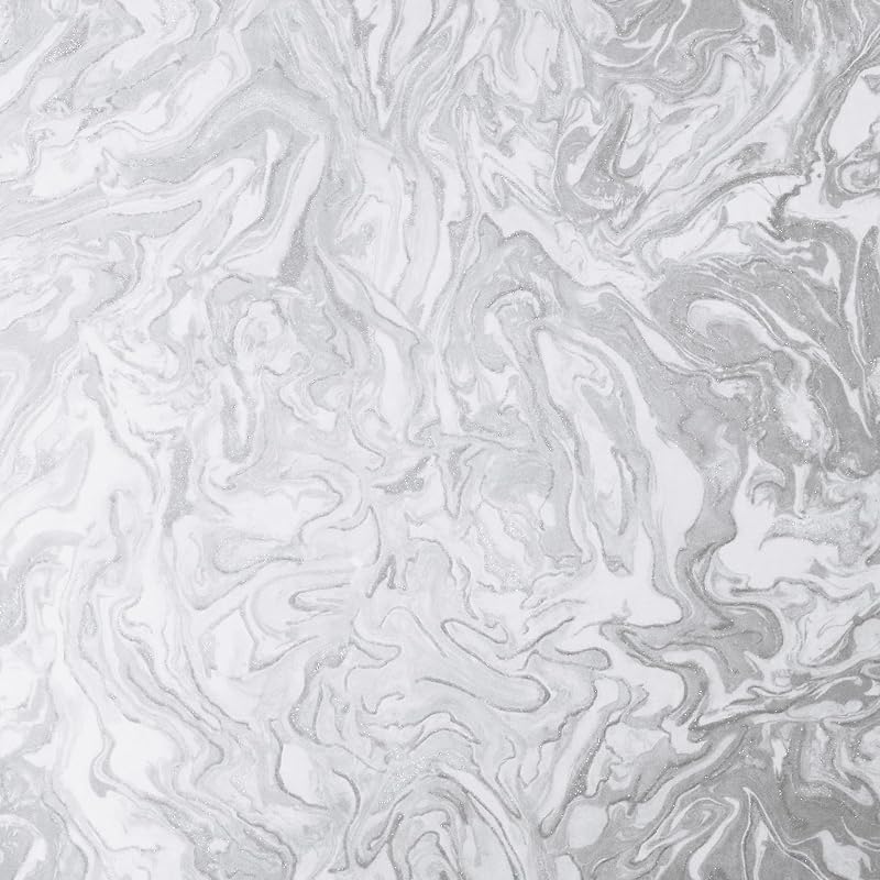Arthouse Liquid Marble Grey Wallpaper with Metallic Glitter 10.05m Roll