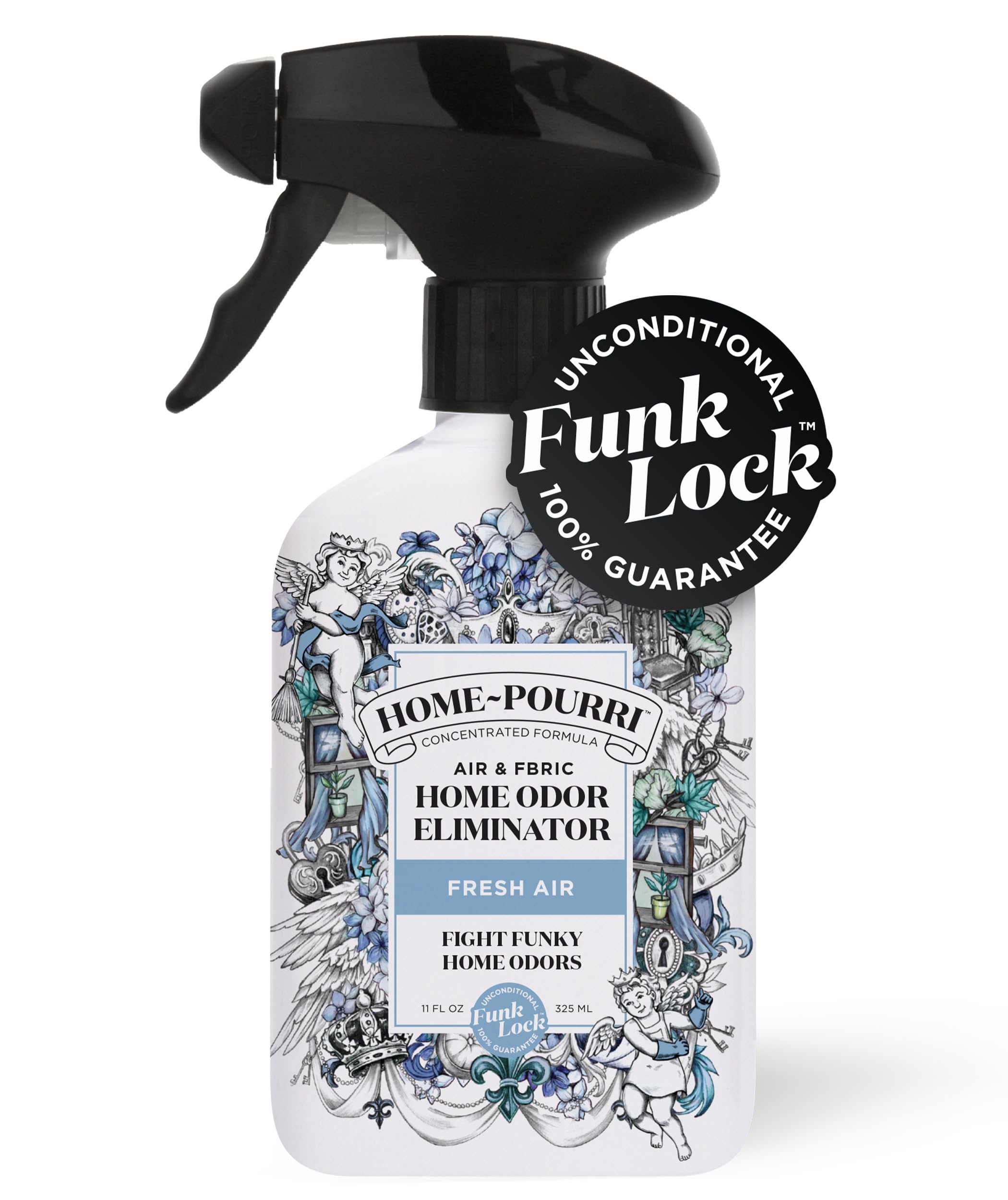 Home-Pourri Air + Fabric Multi-Purpose Odor Freshener Spray, 11 Fl Oz, Up to 570 Uses, Fresh Air Scent, Room Deodorizer with Essential Oils, for Carpets, Couches, Bedding & Curtains