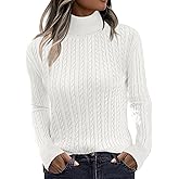 Zeagoo Womens Sweaters Turtleneck Cable Knit Long Sleeve Pullover Cute Fitted Trendy Basic Fall Winter Tops