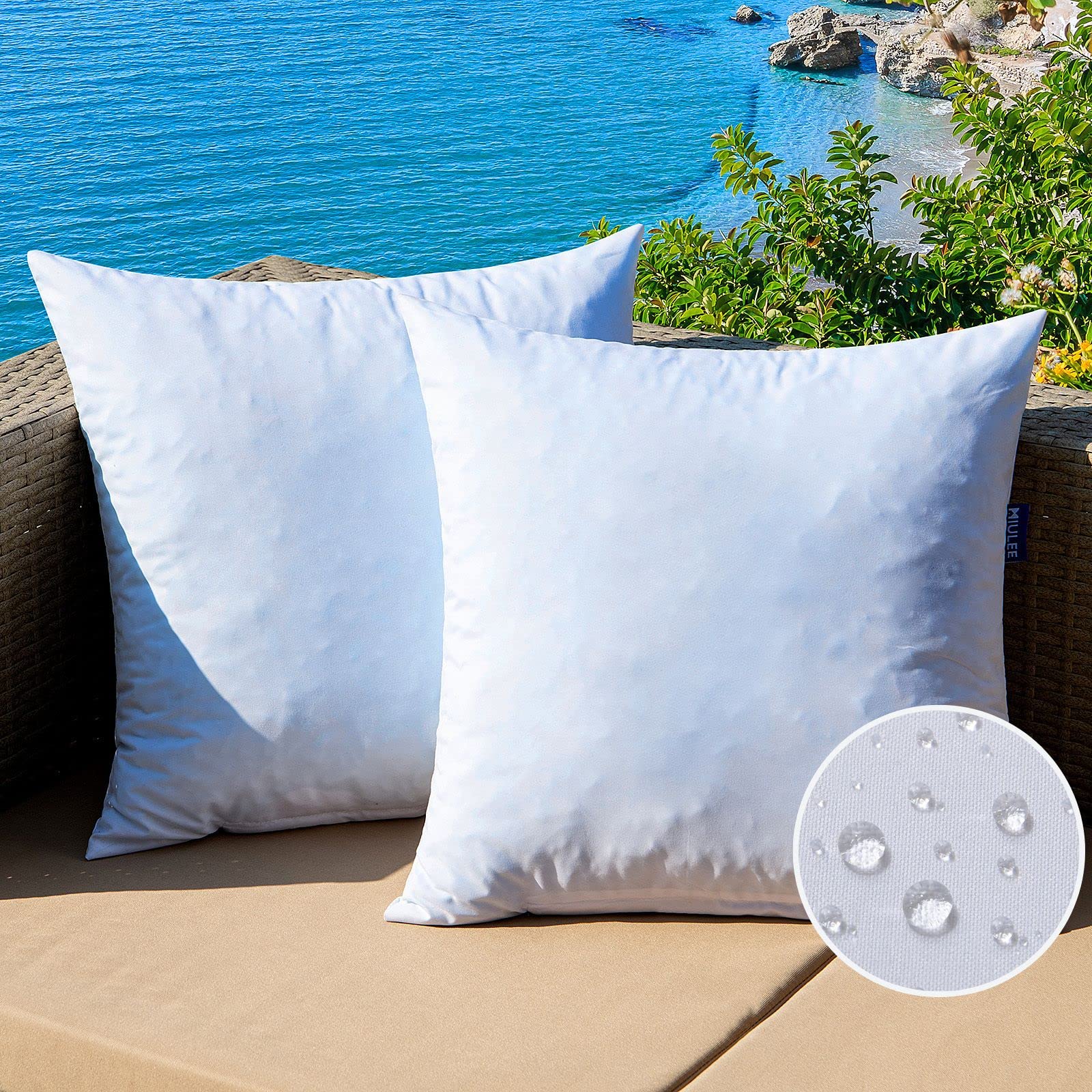 Photo 1 of MIULEE 20 x 20 Outdoor Pillow Inserts - Set of 2 Premium Water Resistant Throw Pillows Shredded Memory Foam Cooling Filler - Square Decorative Couch Stuffer Sham for Patio Funiture