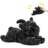 Frankiezhou Home Screaming Lying Black Goat with Bell Plush Animal Toy 11in, Realistic Screaming Goat Plush Toy, Cute and Funny Black Goat Animal Plushies Model Gift Collection for Kids