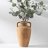 Lyeec Large Ceramic Vase with 2 Handles, 11.41 inch Terracotta Rustic Farmhouse Vase for Home Decor, Wide Mouth, Living Room Shelf Decor, Enterway, Wedding, Table Decoration