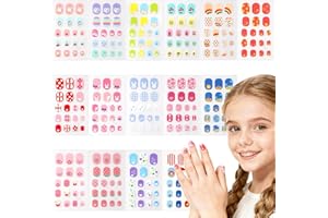 SIUSIO 15 Sheets Kids Nail Stickers, Self-Adhesive Nail Art Decals 270 Stickers Strawberry Rabbit Sun Flower Manicure Decoration Kit Nail Art Supplies for Girls Birthday Gift - Joyful Childhood