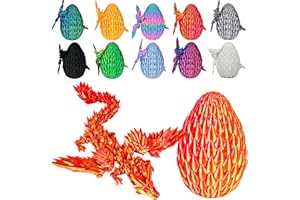 Memogizz 12inch Fly Dragon Egg, Year of The Dragon, 3D Printed Dragon, Executive Desk Toys, Articulated Dragon, Fidget Toys Gifts for Graduates Students Teachers Adults (Gold&Red)