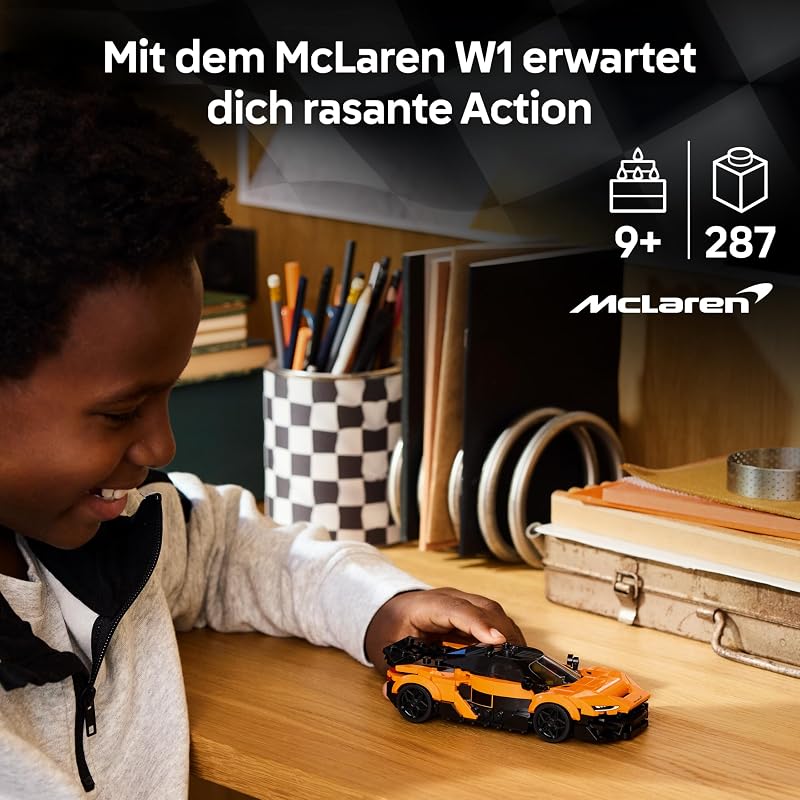 Speed Champions McLaren W1 - Modellauto mit sammelbarer Fahrer Minifigur - Geburtstagsgeschenkidee für Jungen ab 9 Jahren und Motorsportfans - 77257