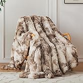 COOVA Ultra Soft Faux Fur Throw Blanket – Fuzzy Fluffy Cozy Microfiber Blankets, Warm Thick Plush Sherpa Fleece Throw Blanket for Couch,Bed,Sofa,Ideal Gift for Women.(Tie Dye Brown, 50"x60")