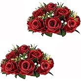 Inweder Flower Centerpieces for Wedding Tables: Wedding Table Decorations Crimson Flower Balls Centerpieces for Engagement Cerebration Party Center Pieces 2 Packs