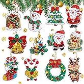 TSJ 12 PCS Christmas Diamond Painting Keychains DIY Diamond Art Ornaments Christmas Hanging Diamond Painting Kits