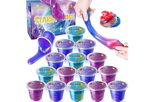 15 Pack Galaxy Slime Kit, Slime Party Favors for Kids, Stretchy & Non-Sticky Slime Pack, Slime Toy for Boys Girls 5-12