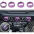 Voodonala Air Conditioner Headlight Center Consoles Switch Knob Cover Trim for 2018-2025+ Jeep Wrangler JL JLU Gladiator JT 4xe Interior Accessories, Purple Aluminum Alloy 4pcs
