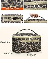 Wandering Nature Travel Makeup Bag with Brush Compartment Leopard Vegan Leather view 4