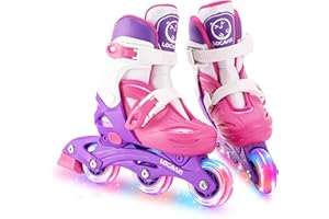 LOCAVUN Inline Skates for Girls and Kids, Roller Skates Blades with 4 Size Adjustable Light up Wheels for Kids Girls Beginner Indoor Outdoor Sports Games