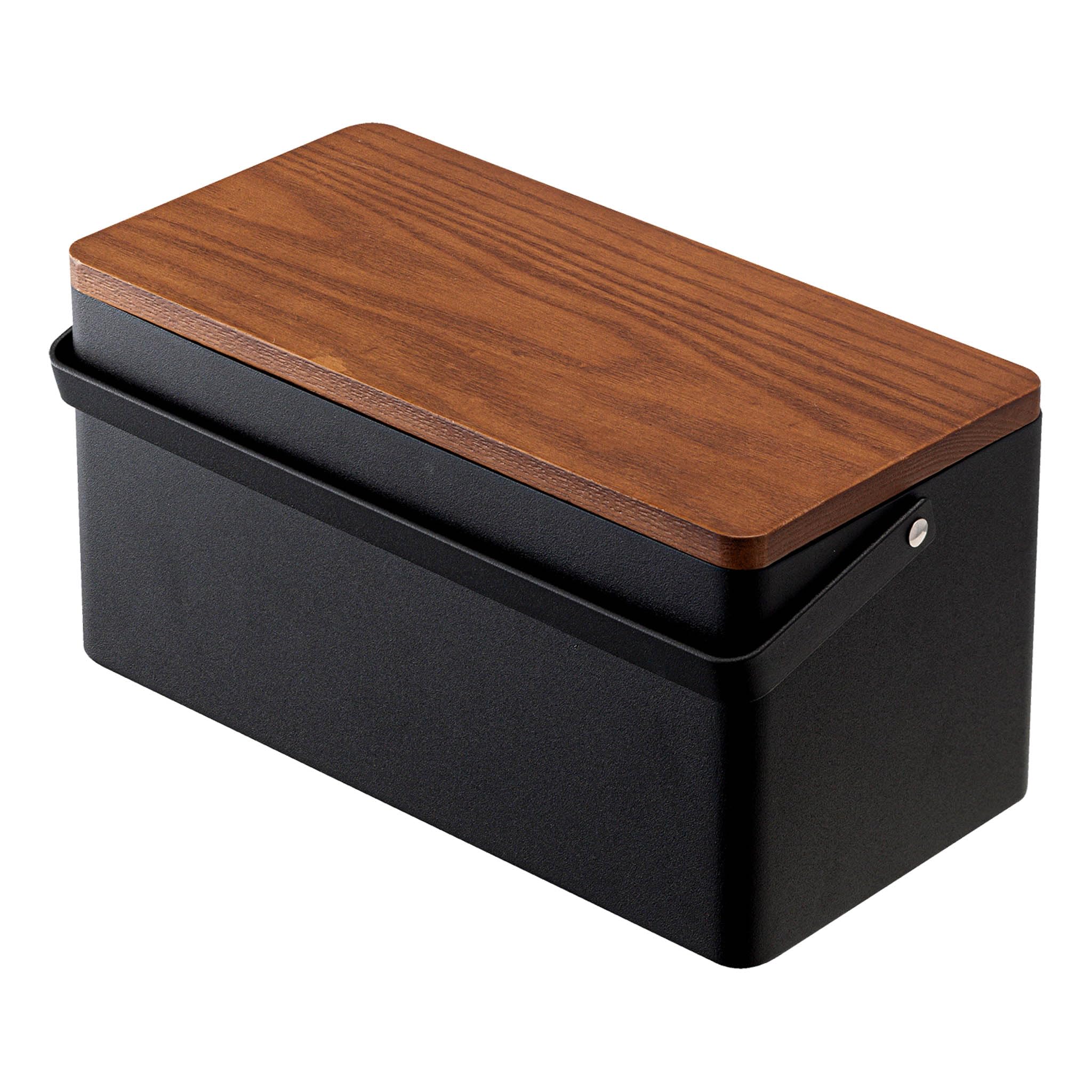 YAMAZAKI 5061 Tower Sewing Box, Black, Steel/Wood/ABS Resin/Cotton/Polyester, Minimalist Design, 27 x 14 x 13.5 cm (L x W x H)