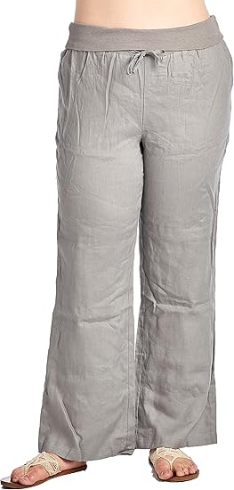 women's plus size drawstring linen pants