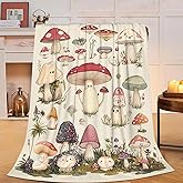 Cute Mushroom Blanket Retro Mushroom Fleece Throw Blanket Fuzzy Plush Super Soft Cozy Warm Rustic Bedding Blanket Stuffed Animal Gifts for Boys Girls Kids Adult Men Women 50"X40"
