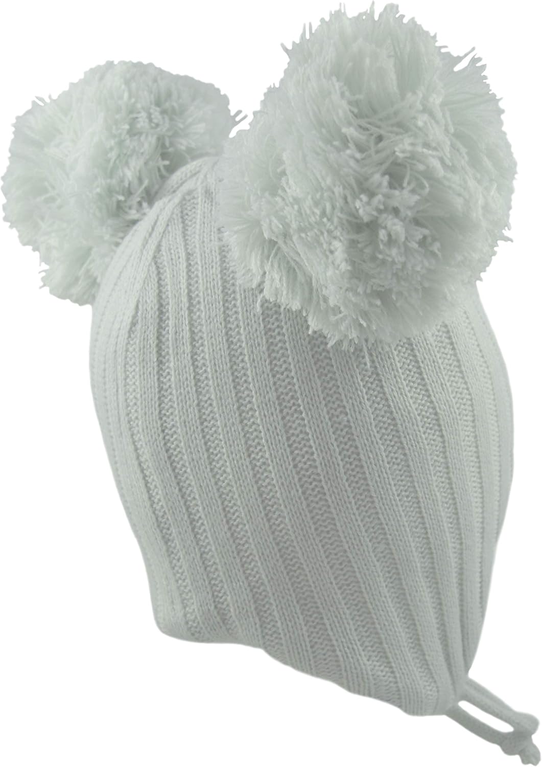 Pesci Baby Pom Pom Hats Double Bobble Beanie Hat With Ear Flaps And Chin Ties Winter Pesci Baby Pom Pom Hats Double Bobble Beanie Hat With Ear Flaps And Chin Ties Winter