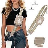 Zencjklixo Clip and Go Strap Cell Phone Pouch Lanyard Crossbody with Wallet Adjustable Leather Purse Strap Wrist for Women